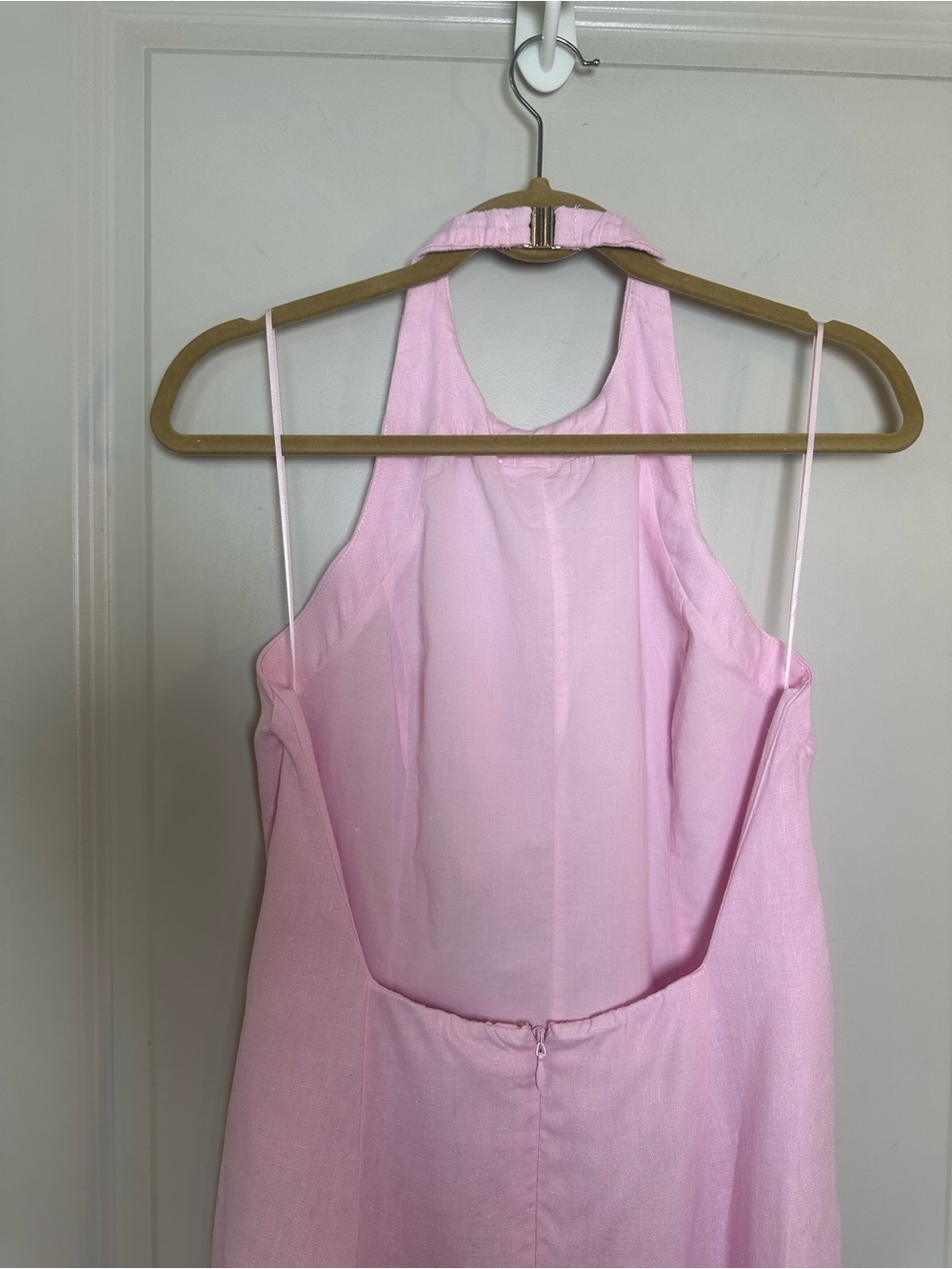 NWOT Abercrombie &Fitch Premium Linen High-Neck Maxi Dress in Light Pink Large P - Picture 9 of 12